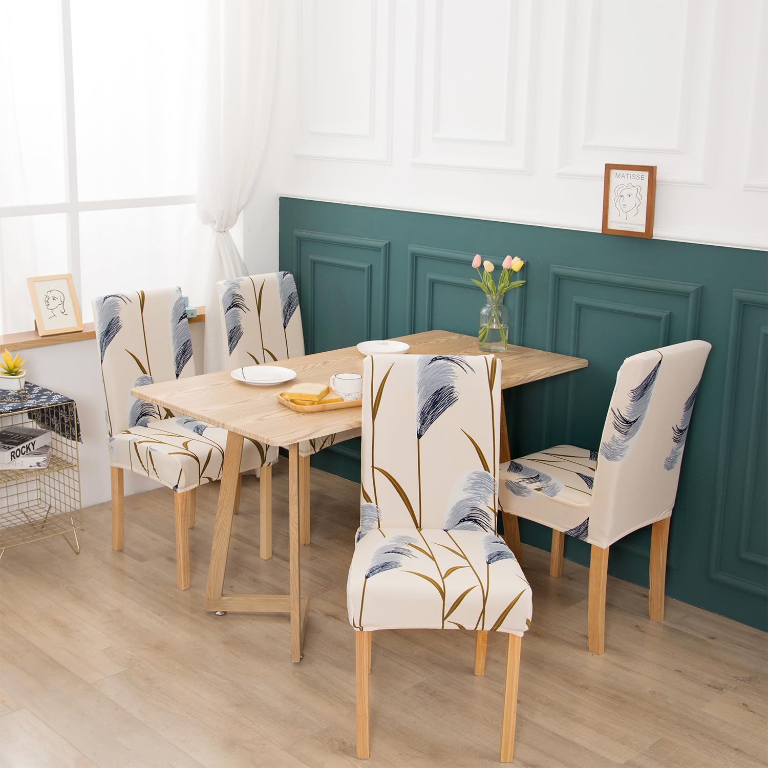 TOMMO Dining Room Chair Covers Set of 4, Stretch Removable Washable Spandex Dining Chair Slipcovers Protectors - Image 2