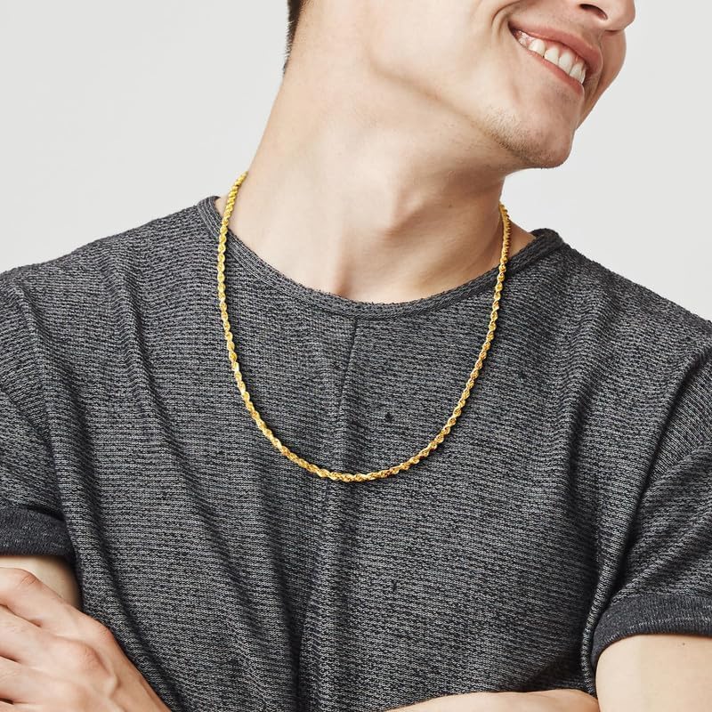 Gold Rope Chain Necklace for Men & Women – 100% Real 10k or 14k Gold, Lightweight, Premium Craftsmanship - Image 3
