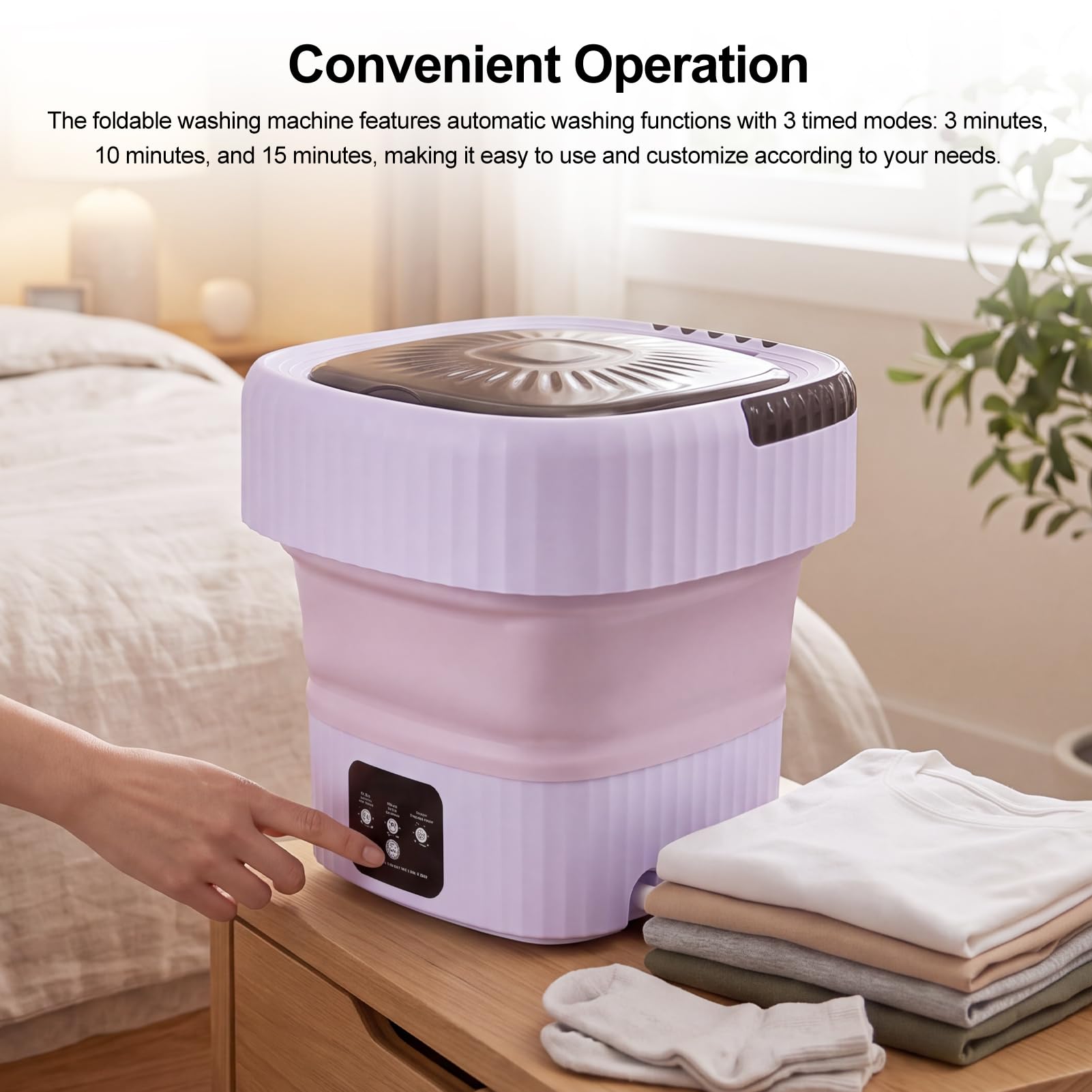 Lavadora y Secadora Portátiles, Mini Lavadora con Centrifugadora, Limpieza Profunda de 3 Modos, Adecuada para Apartamentos, Dormitorios, Campamentos, Lavandería para (Purple)