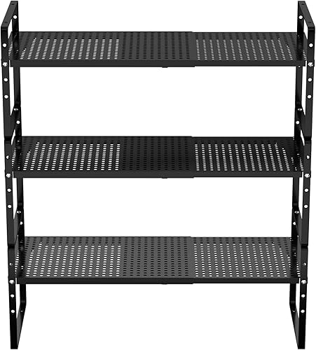 Miniatura 8 de Redrubbit Estante grande de almacenamiento expandible para gabinete, altura ajustable, de metal, organizador de cocina, estantes para cocina,