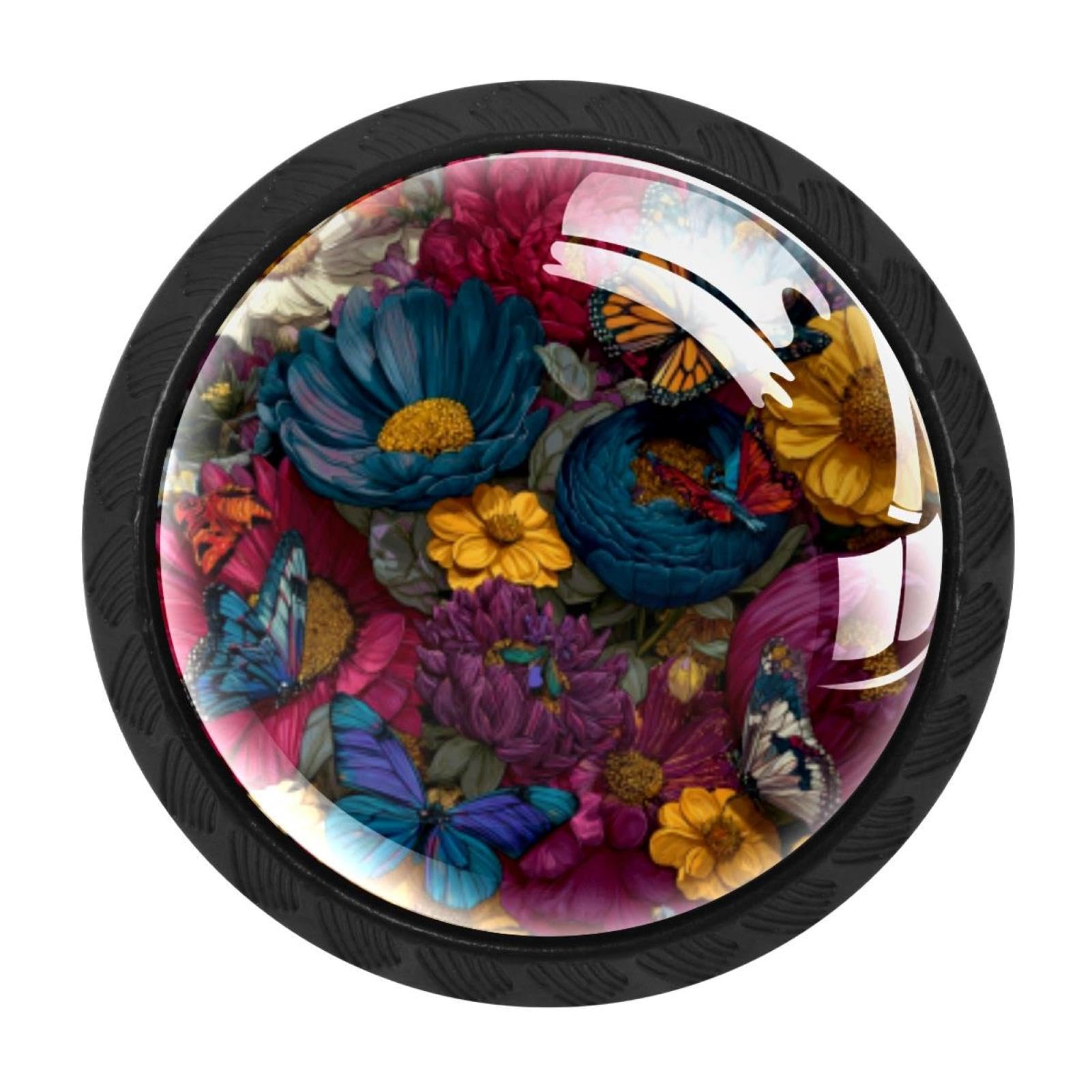 Chenzzzz Multicolored 09 4 Pieces Kitchen Cabinet Knobs Colorful Flowers And Butterflies (1) Drawer Knobs Dresser Knobs Drawer Pulls Door Knobs Dresser Drawer Handles Knobs For Dresser Drawers
