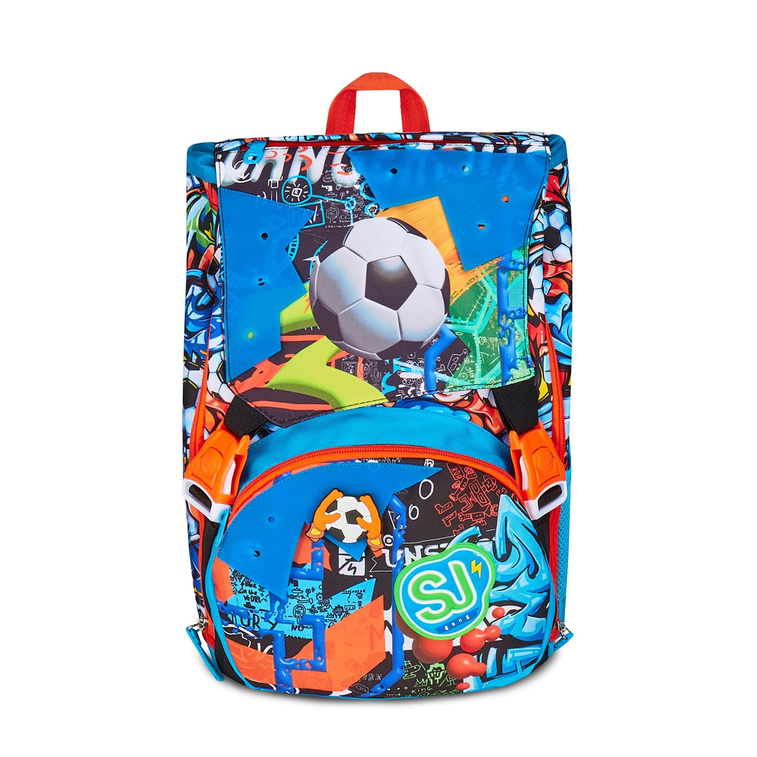 SJ GANG STYLE JAM GANG Zaino Scuola Estensibile Big, Blu, Zaino con Divisorio Interno, Tasca Superiore con Patch Riposizionabili, Tasca per Borraccia, 24 L, Zaino Scuola Elementare, Zaino Bambino