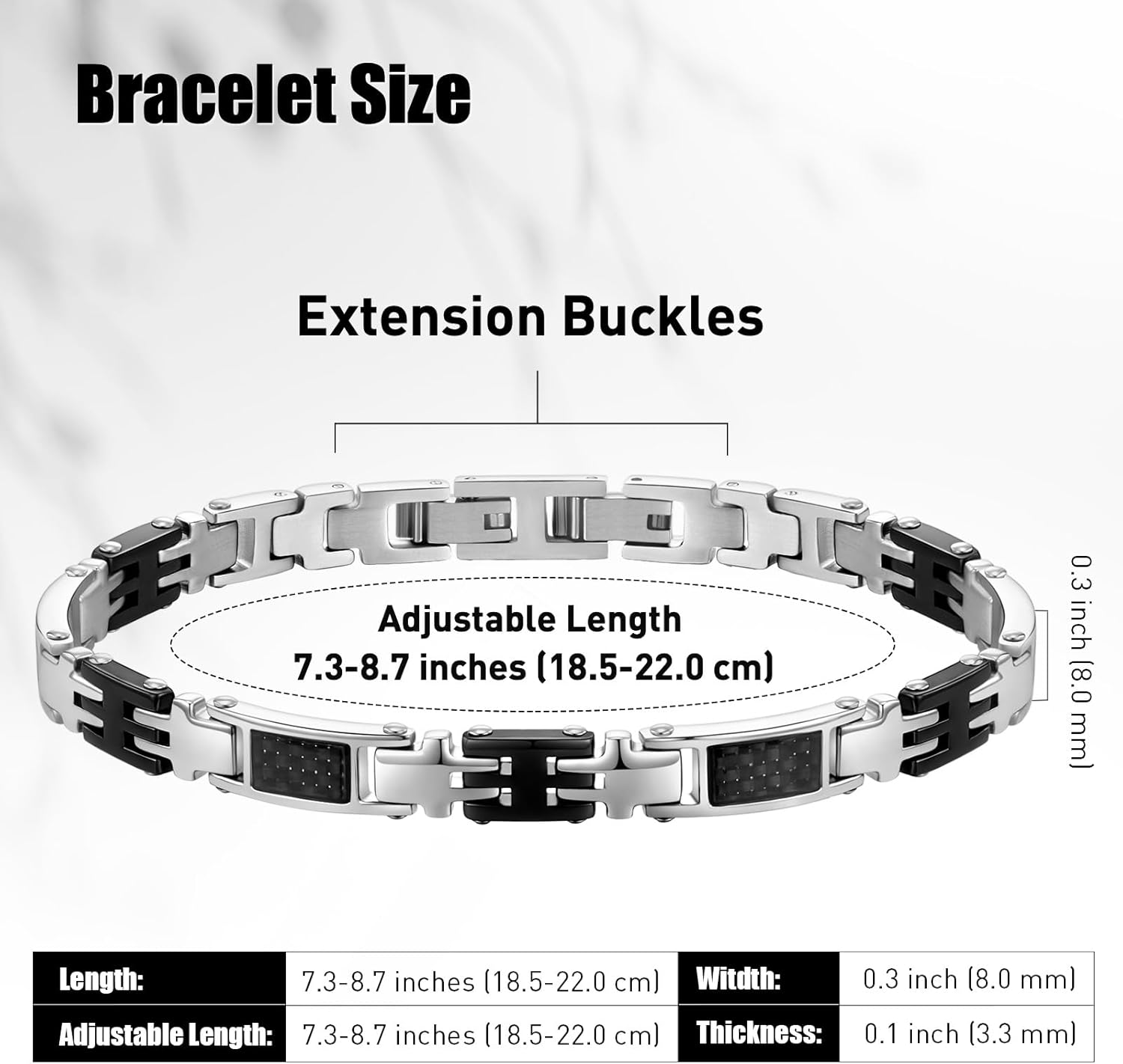 Bracelets for Men, Link Chain Stainless Steel Bracelet for Men, Charm Jewelry for Birthday Annivesary Fathers Day Valentines Christmas, Dad Husband Boyfriend,Casual Trendy Cool Adjustable