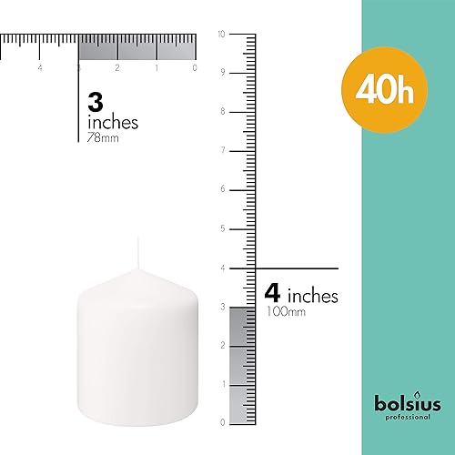 Miniatura 9 de Bolsius Velas de pilar blancas  Juego de 6 velas sin perfume de 3 x 9 pulgadas, sin goteo, sin humo y de combustión limpia  Perfecto para bodas,