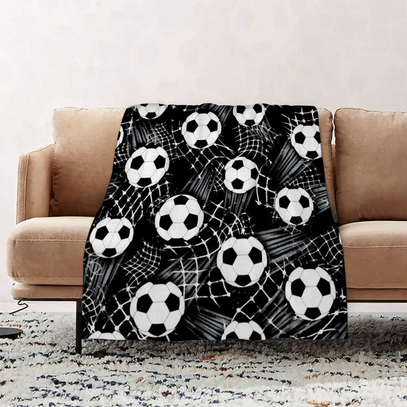 EOMKSE Fleece Blanket Sofa Throw - Versatile Blanket Fluffy Soft Throw for Bed and Couch Throw,Football pattern background,59x79in
