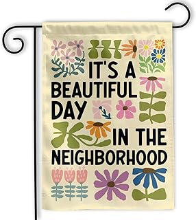 MAIANEY [12"x18"] It’s a Beautiful Day in the Garden Flag – Retro Flower Neighborhood Flag, Happy Outdoor Yard, Double-Sided Banner for Spring & Summer Decor, Seasonal Decoration, Farmhouse, Patio