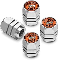 Vista 1 de iPick Image Para Dodge Super-Bee Logo en negro sobre plateado Forma hexagonal de aluminio tapas de vástago de válvula de neumático