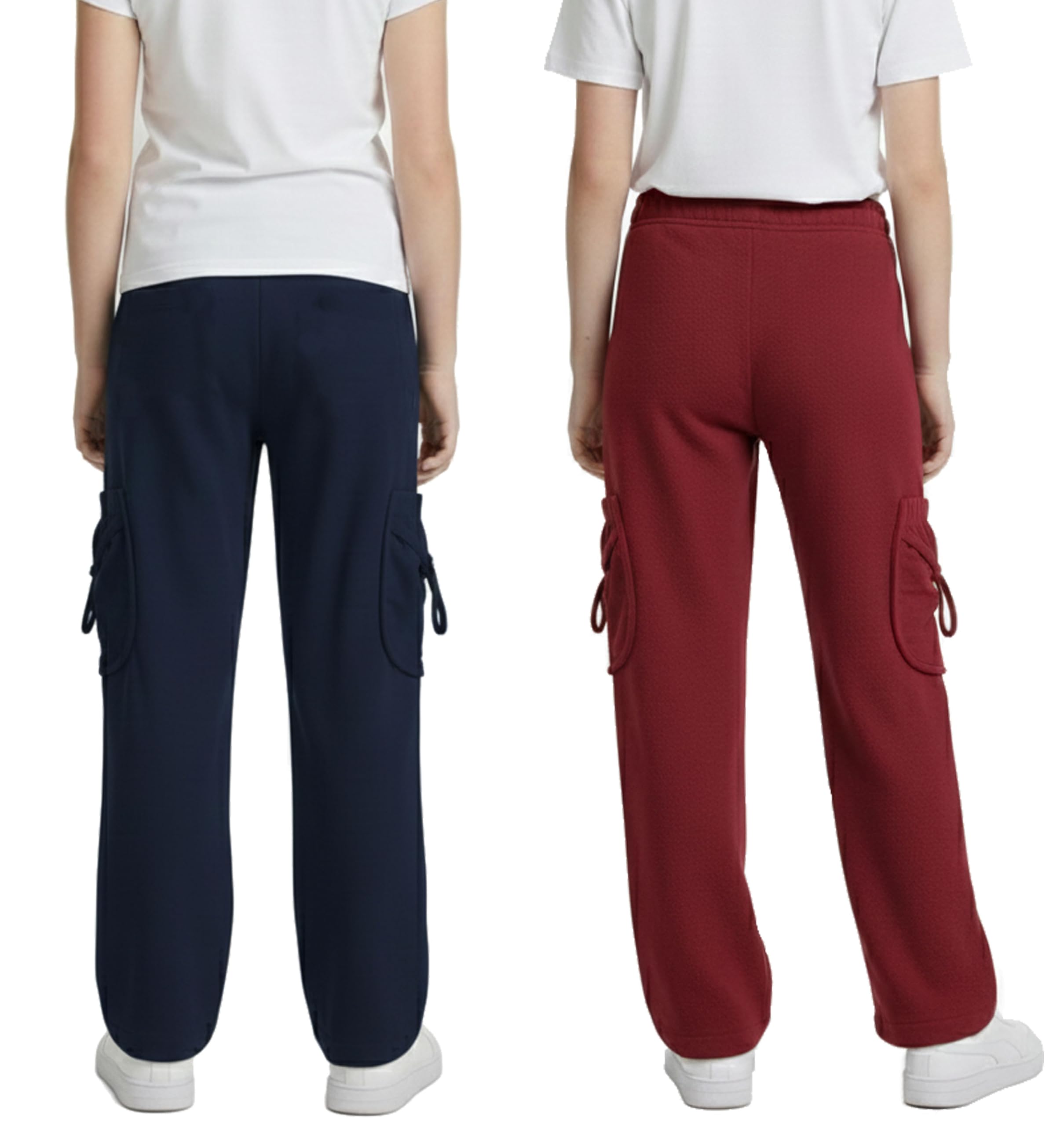 STARLATH Girls Pants and Trousers for Kids, Multicolor Girls Stretchable Trackpants and Lowers Combo (Pack of 2) (in, Age, 13 Years, 14 Years, Regular, Blue & Maroon)