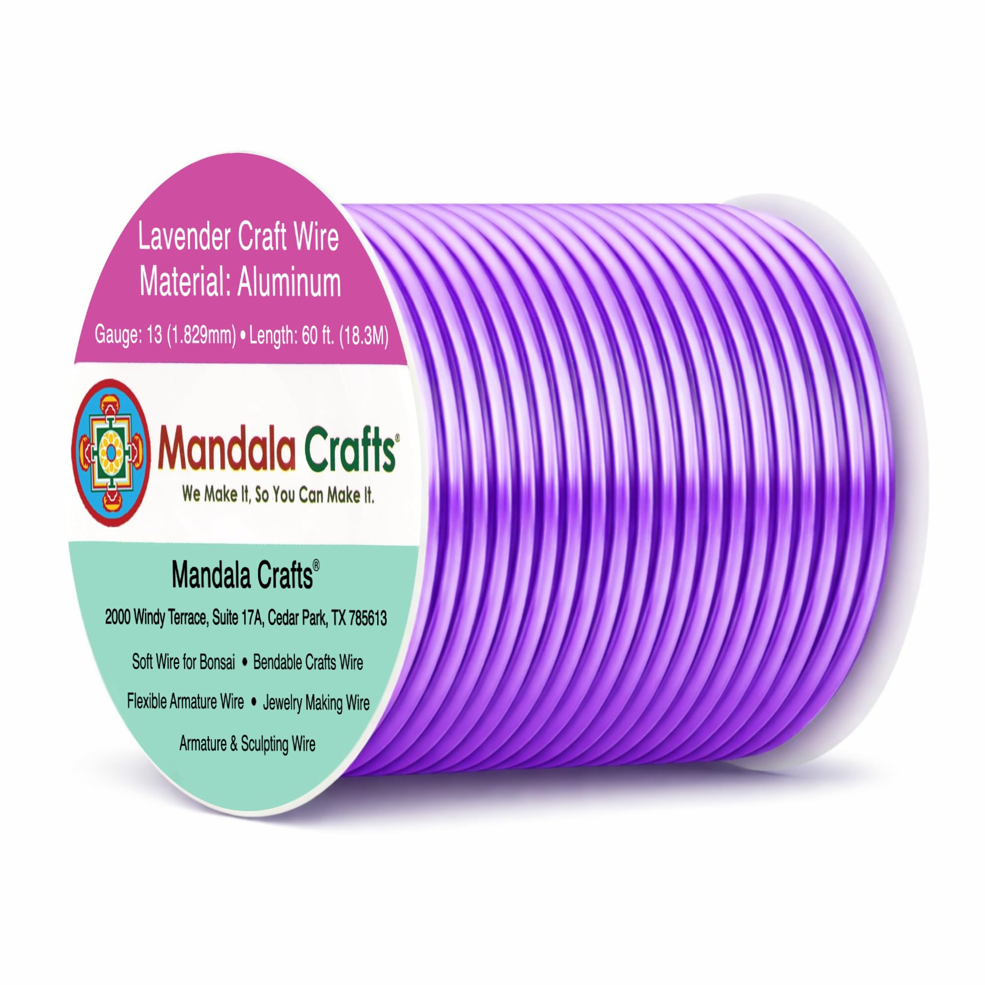 Mandala Crafts 13 Gauge Lavender Anodized Aluminum Craft Wire, 60 FT