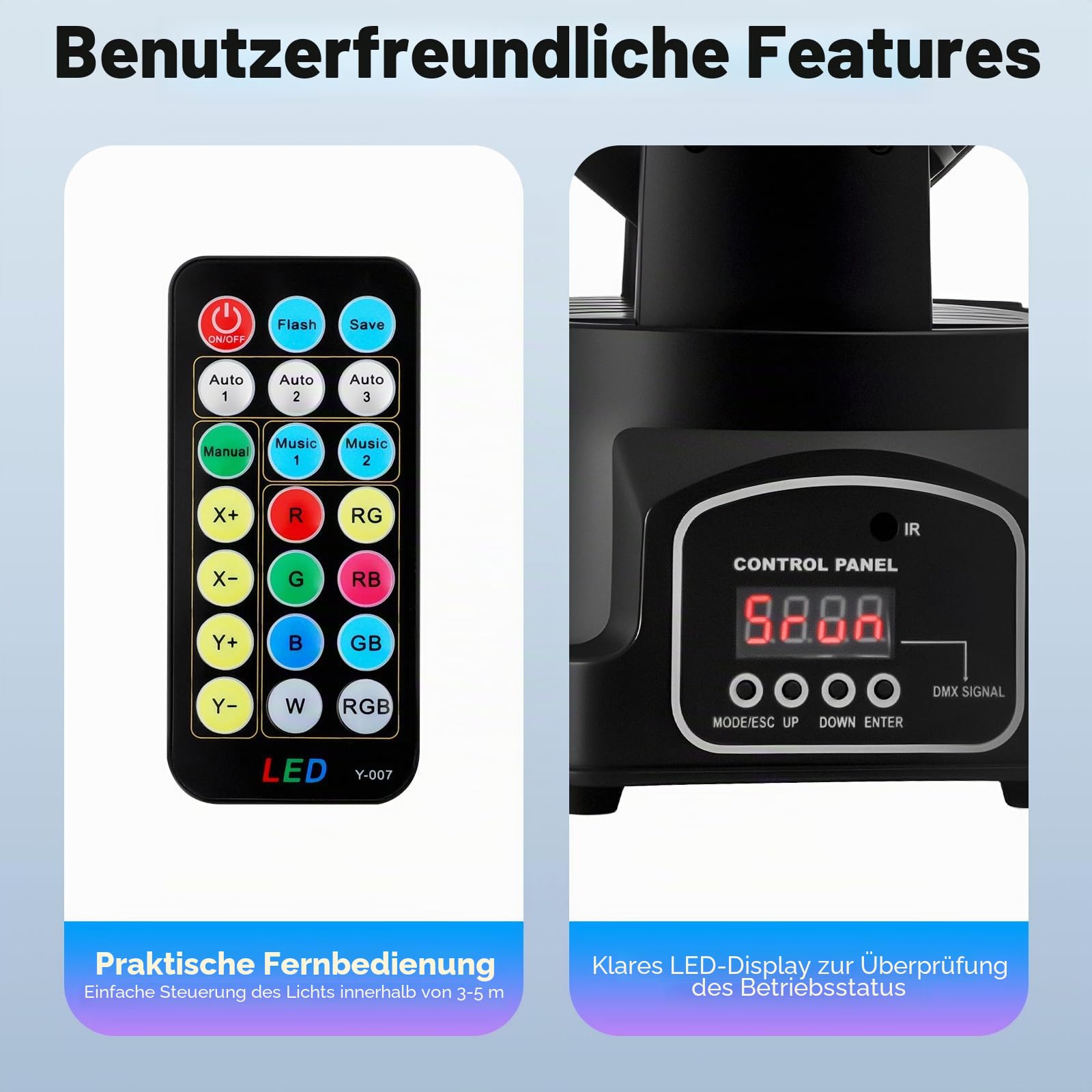 Moving Head Partylicht 4-in-1 LED Discolicht Partylicht Mini Bühnenlicht mit Fernbedienung Geeignet für DJ Bar Club Bühne Halloween Weihnachten Party