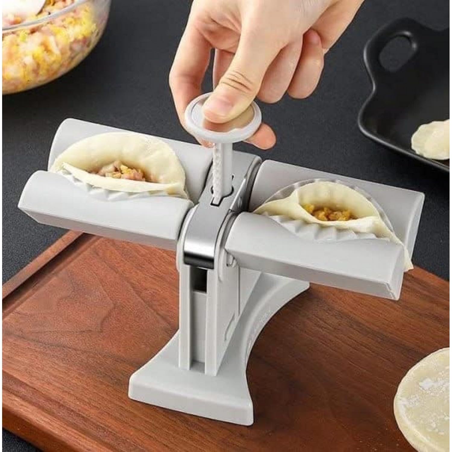 Krishna Zone Double Head Automatic Dumpling Maker Mould Machine, ABS Material, Kitchen Accessories, Make Dumplings, Empanadas, Ravioli