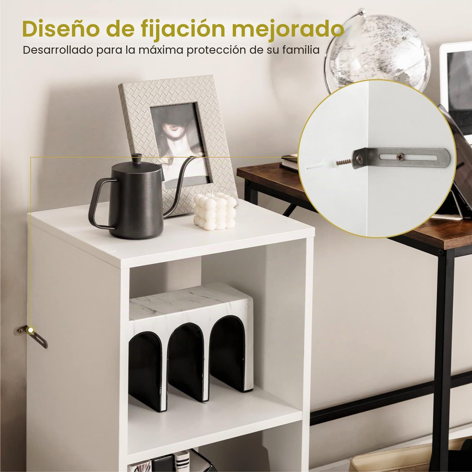 GOPLUS Juego de 2 estanterías de Madera de 2 Pisos con Base antiinclinación, Armario de Suelo Abierto para Espacios pequeños, estantes de Cubos para Discos de Vinilo CD,Blanco
