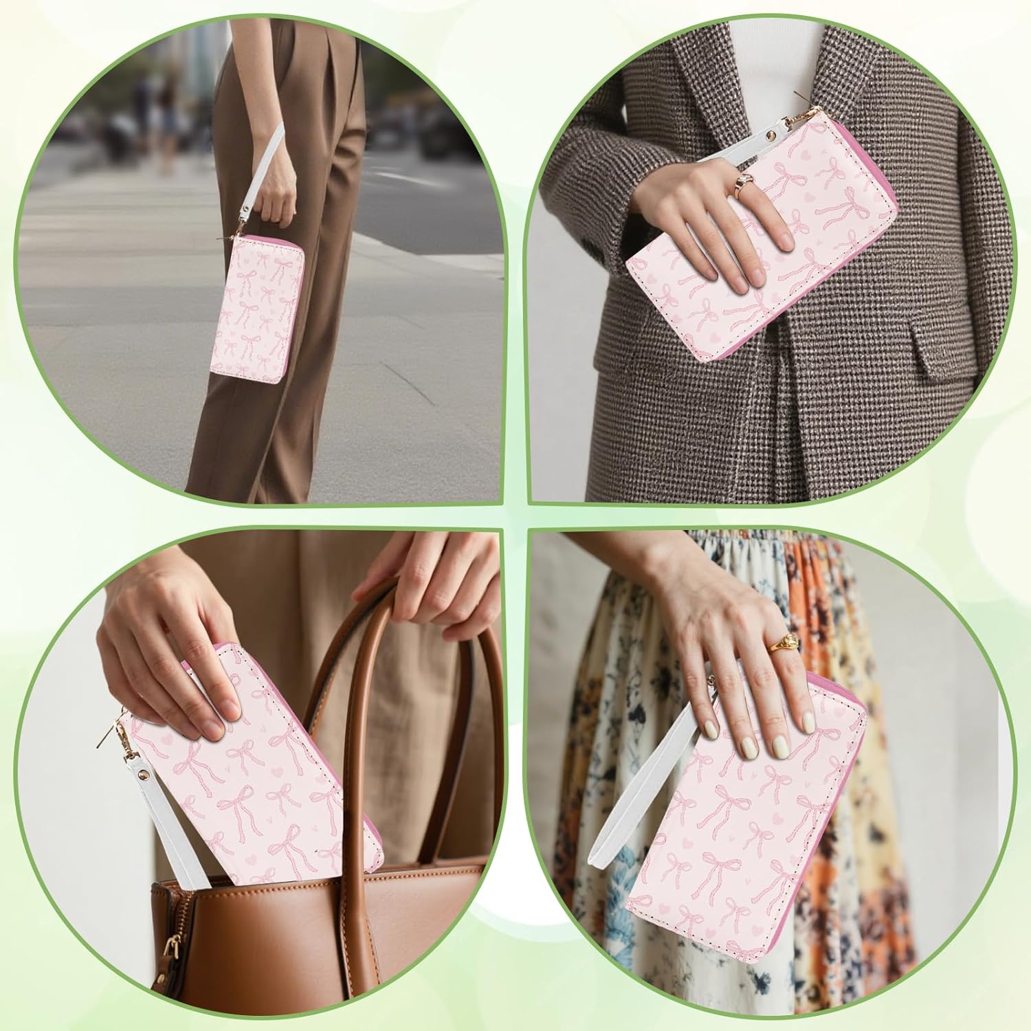 Pink Bow Wallet for Women - Slim PU Leather Womens Wallet with Cash Zipper Coin Purse, Small Credit Card Holder Travel Wallet, Wristlet Wallets for Female Ladies Teen Girls Purse (Girly Gift) - Image 6