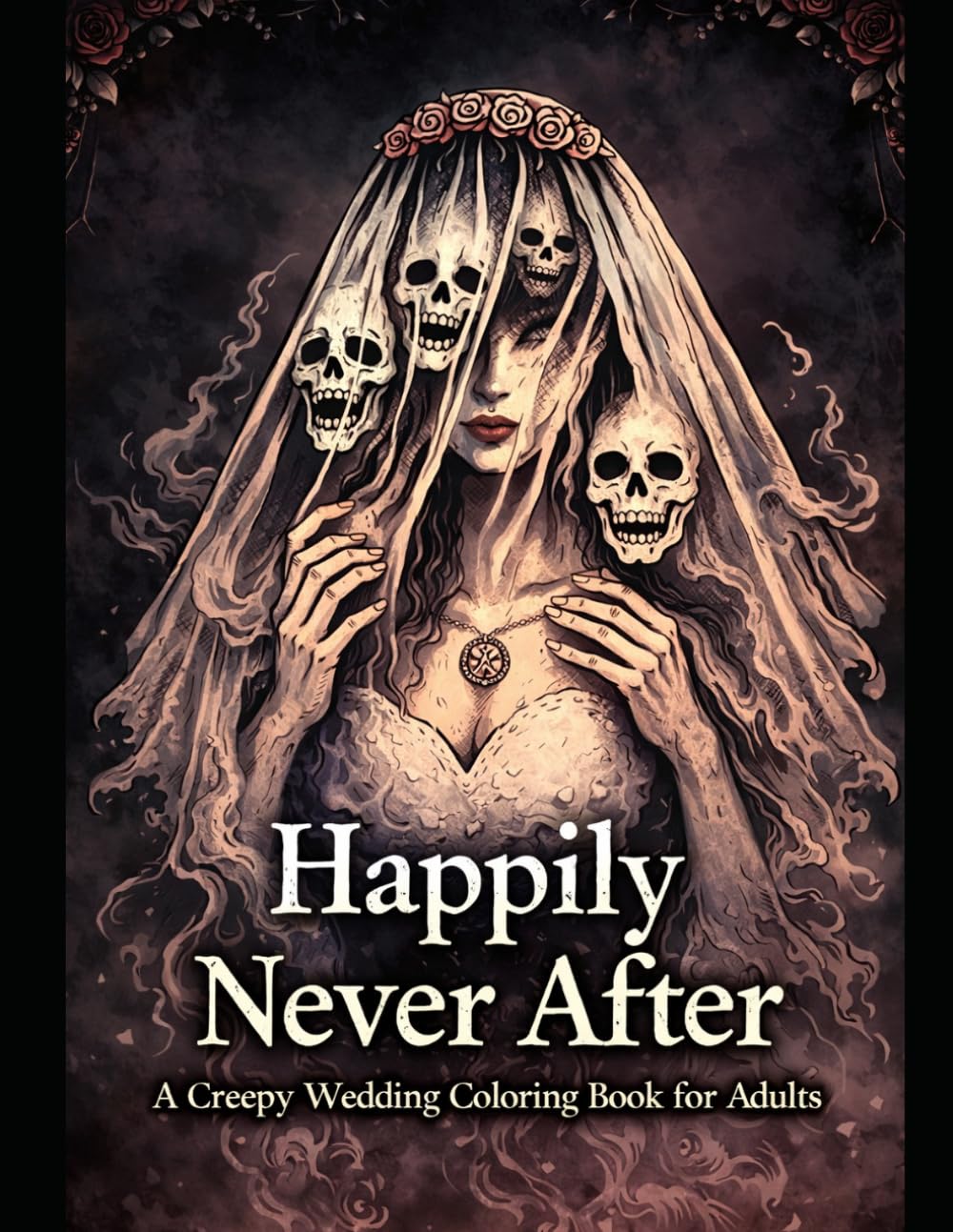 Happily Never After: A creepy wedding coloring book for adults