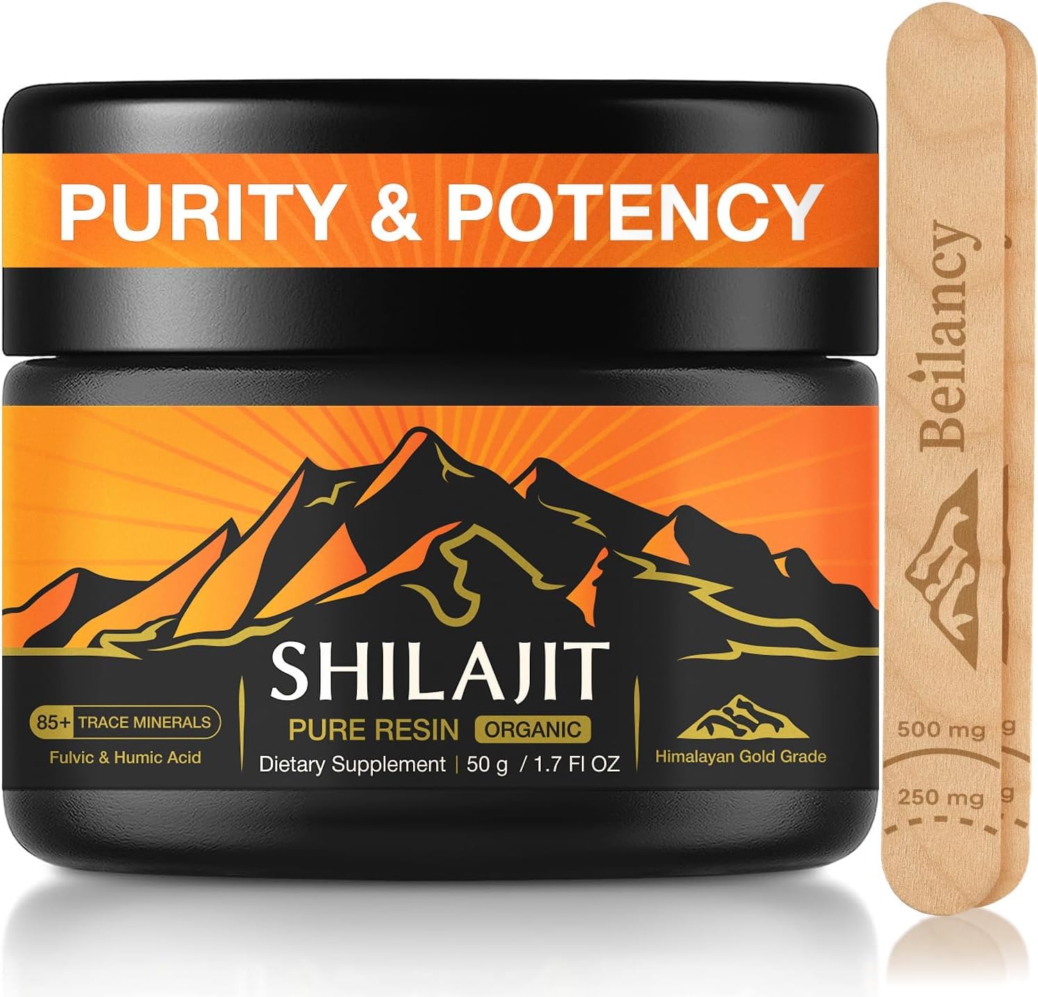 Himalayan Shilajit Resin Liquid Supplement, Shilajit for Women and Men with Fulvic Acid, Iron, and Magnesium for Energy and Health Support, 50 g, 2 Month Supply