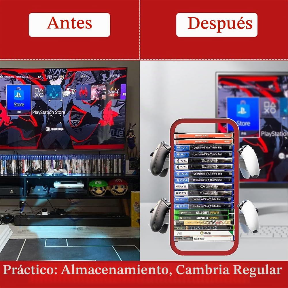 Torre de Almacenamiento de Juegos para PS5/ Xbox Series S & X/Switch, Organizadores Universales de Discos de Videojuegos, Almacena 18 Juegos, con 4 Soportes de Controlador (Grün)