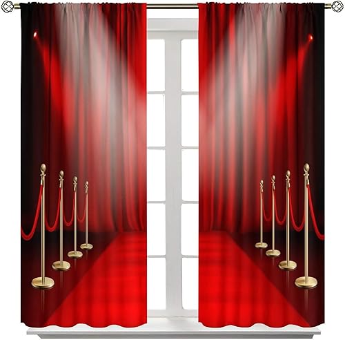 Miniatura 110 de Cortinas opacas para cine en casa, diseño retro moderno, tiras de película de palomitas de maíz para cámara de película, bolsillo para barra,