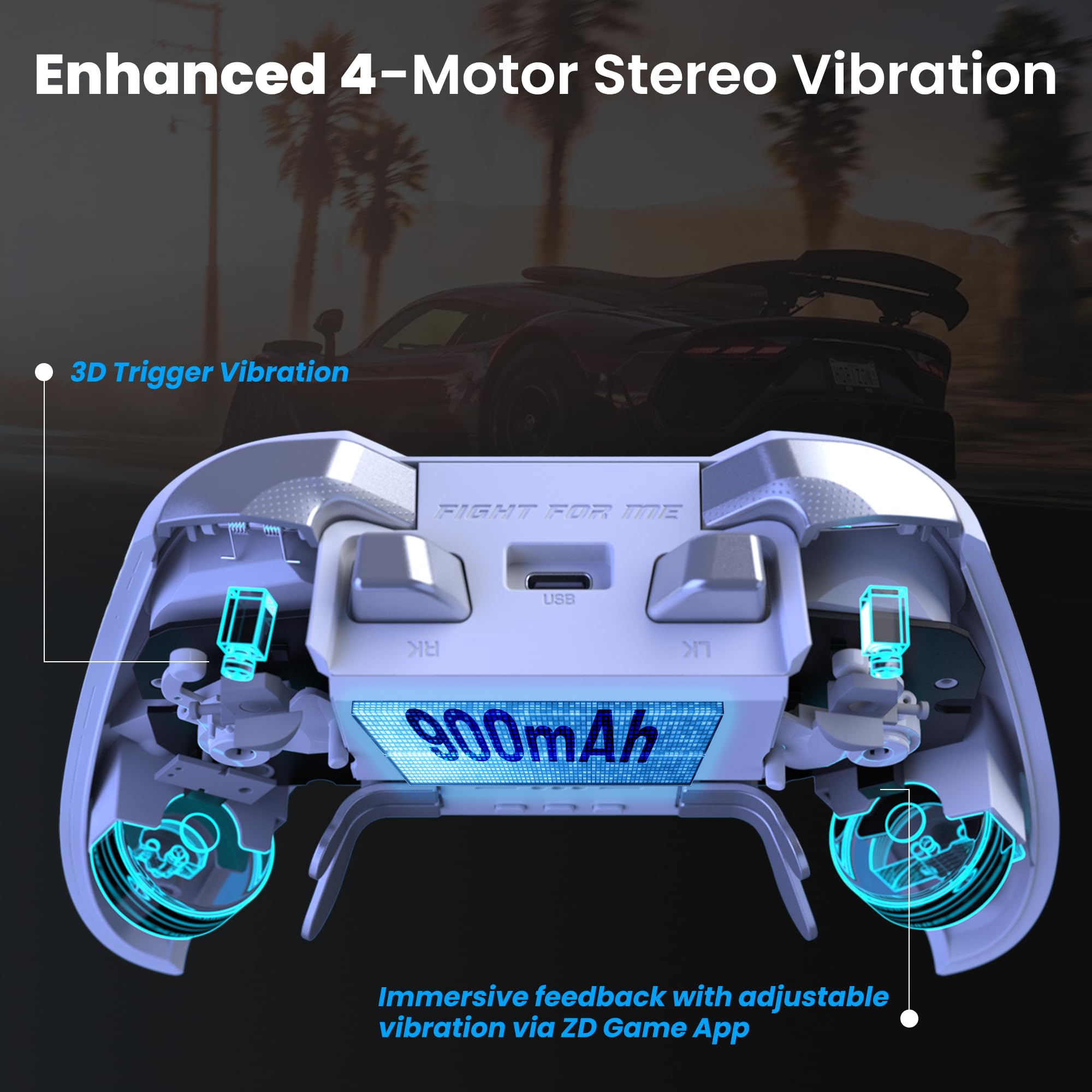 ZD O+ Excellence - Controller wireless per PC, design modulare, pulsanti rimappabili, joystick Hall 3D, jack audio e RGB, controller di gioco personalizzabile per PC/Switch2/Android/iOS (bianco)