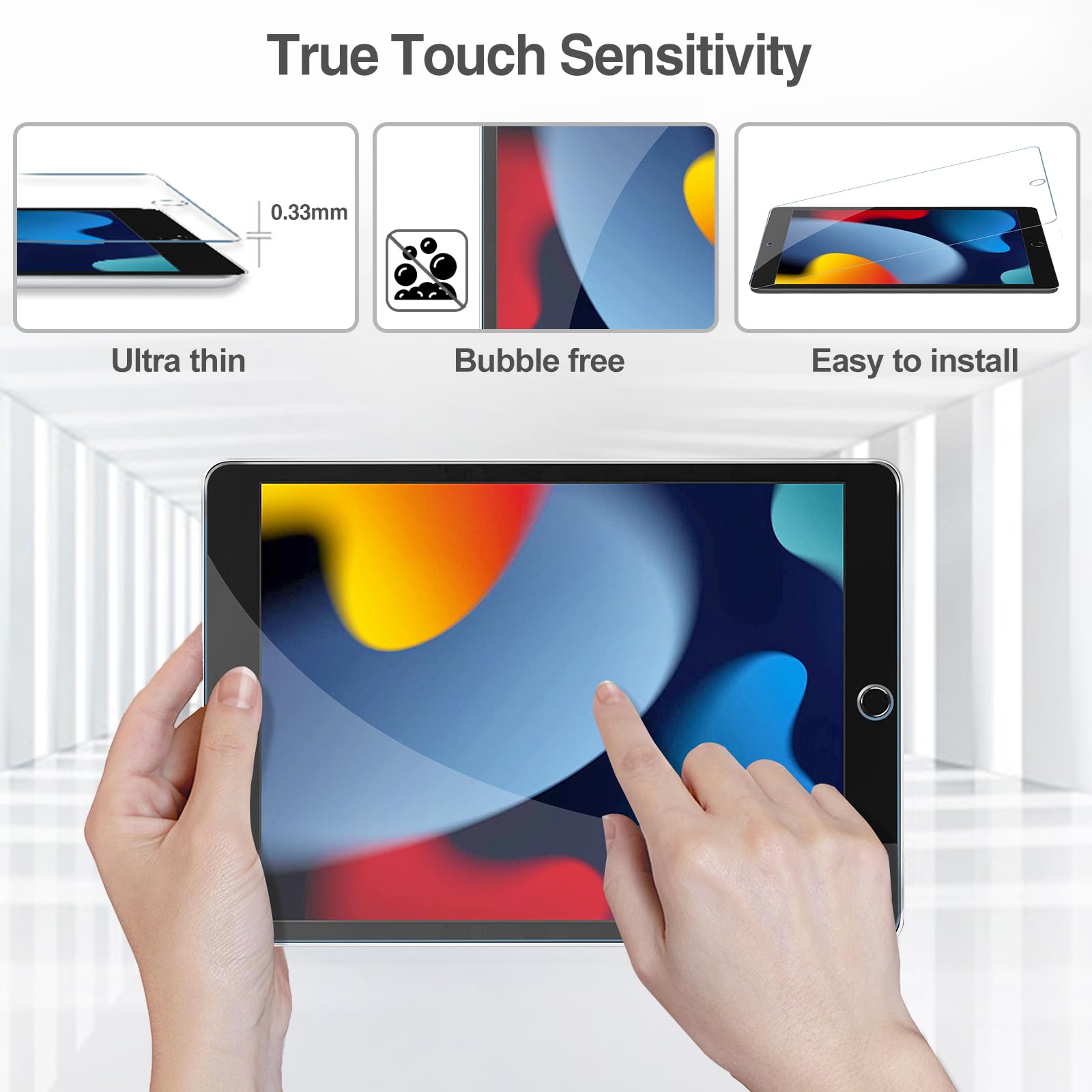 ProCase Protector Pantalla para iPad 10,2 Pulgadas 9.ª 8.ª 7.ª Generación Modelo 2021 2020 2019, 10 Piezas Cristal Vidrio Templado Película Mica Protectora para iPad 9a 8a 7a Gen 10.2"