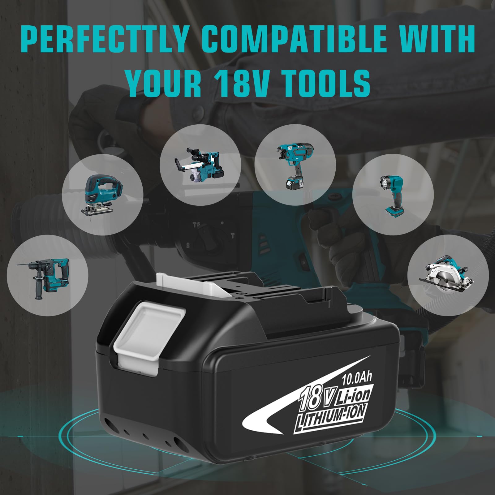 Pack de 2X10.0Ah de Rechange pour Makita Batterie 18V BL1860B + Chargeur à Double Port DC18RD Compatible Outils sans Fil LXT DHP485 DTD154 DHS68-Haute Autonomie pour Chantier/Jardin