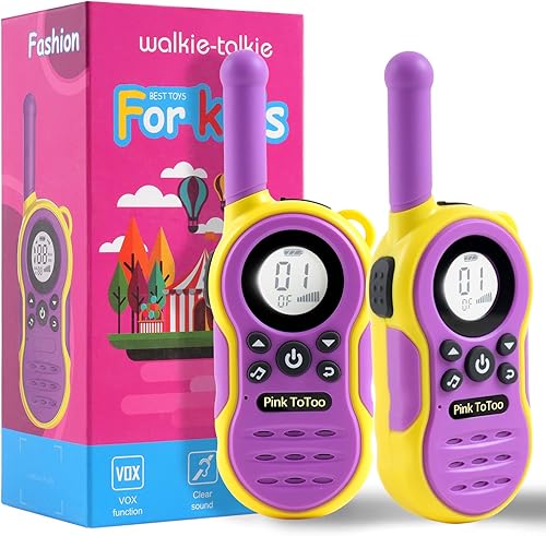 Walkie Talkies para niños Pink ToToo rango de 3 millas - Juguetes para niñas de 3 a 12 años - 22 canales con pantalla LCD grande y función VOX -