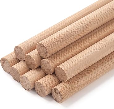 Wooden Dowel Rods Wood Dowels for Crafting, 10PCS 1/2 x 15 Natural Round Bamboo Craft Sticks Macrame Dowel, Unfinished Hardwood Sticks for Crafts, Wedding Ribbon Wands, Arts and DIYers