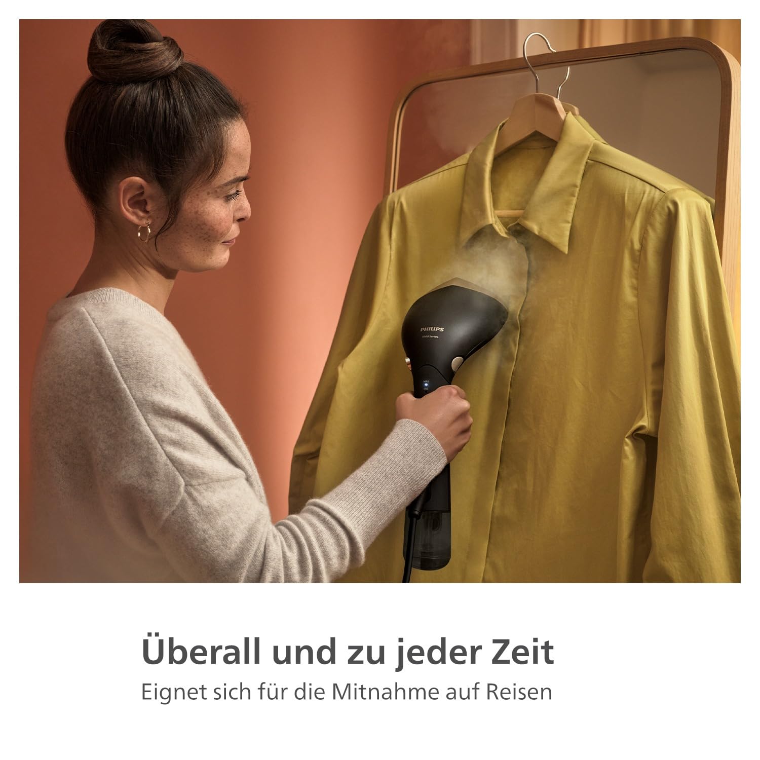 Philips Steamer 7000 Series - 1500W, 28 g/min Dampfleistung, zugespitzte Heizplatte aus Metall, 2 abnehmbare Wassertanks, inkl. Handschuh/StyleMat, Schwarz (STH7060/80)