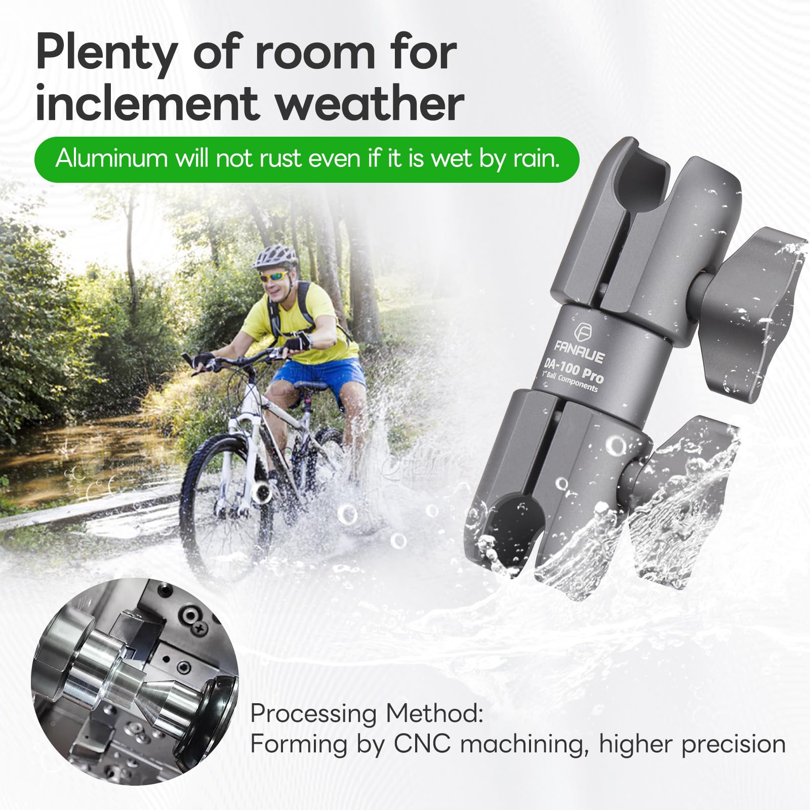 FANAUE Braccio girevole a doppio giunto, in Alluminio, Compatibile con Adattatori RAM Mounts di Dimensione B/Sfera da 1 Pollice. Lunghezza del Braccio di 94 mm (DA-100pro)