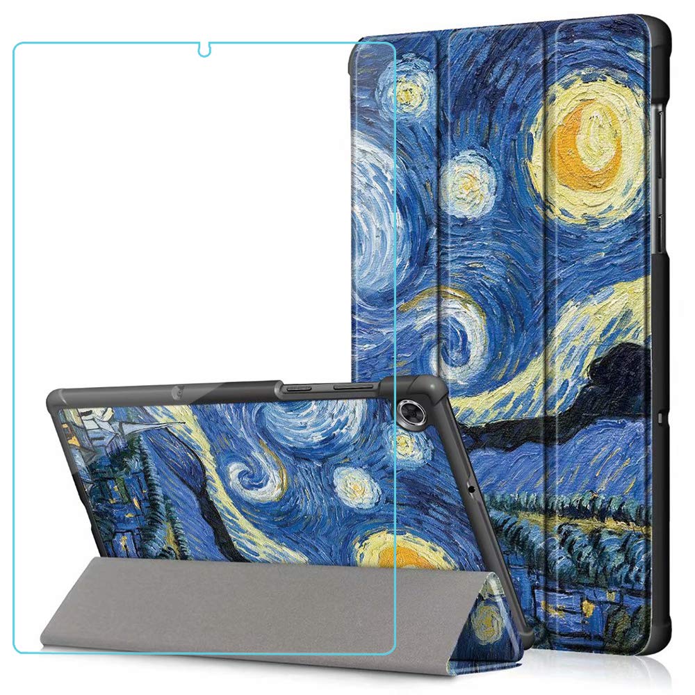 Brifu Protective cover Compatible with Lenovo Tab M10 FHD Plus 10.3 Inches, ultra-thin protective cover,PU leather case with stand function,Starry Sky + 1x tempered glass protective film