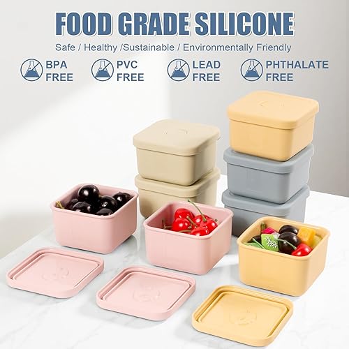 Miniatura 6 de 4 recipientes de silicona de 10 onzas con tapas, recipientes de silicona para almacenamiento de alimentos, contenedor de aperitivos para bebés,