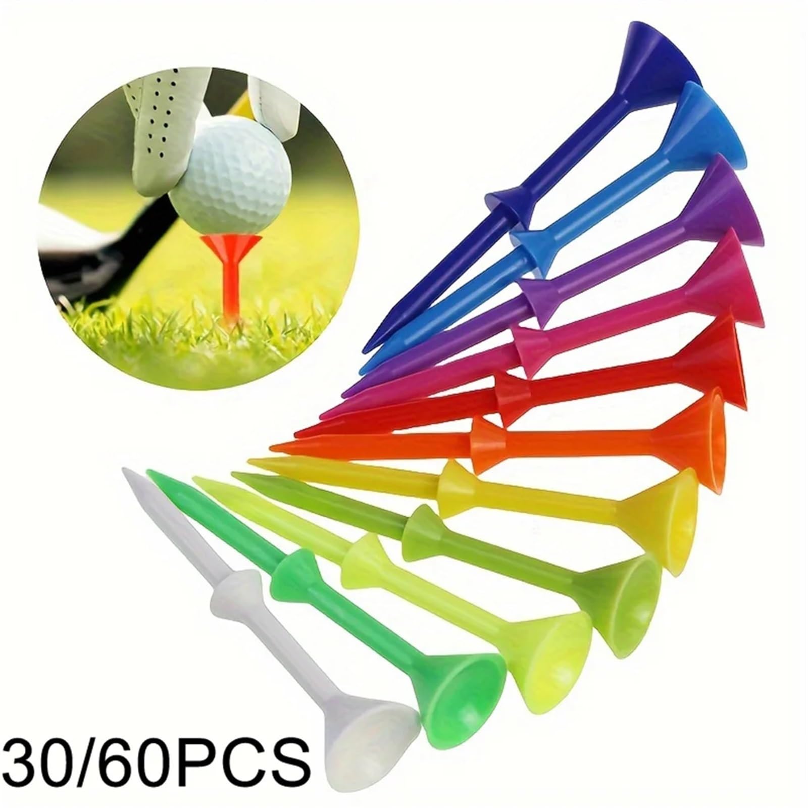 Golf Tee 60er-Pack Golf-Tee-Set Unzerbrechliche Golf-Tees for weniger Reibung und größere Abschlagsweite FüR Einen Idealen Abschlag