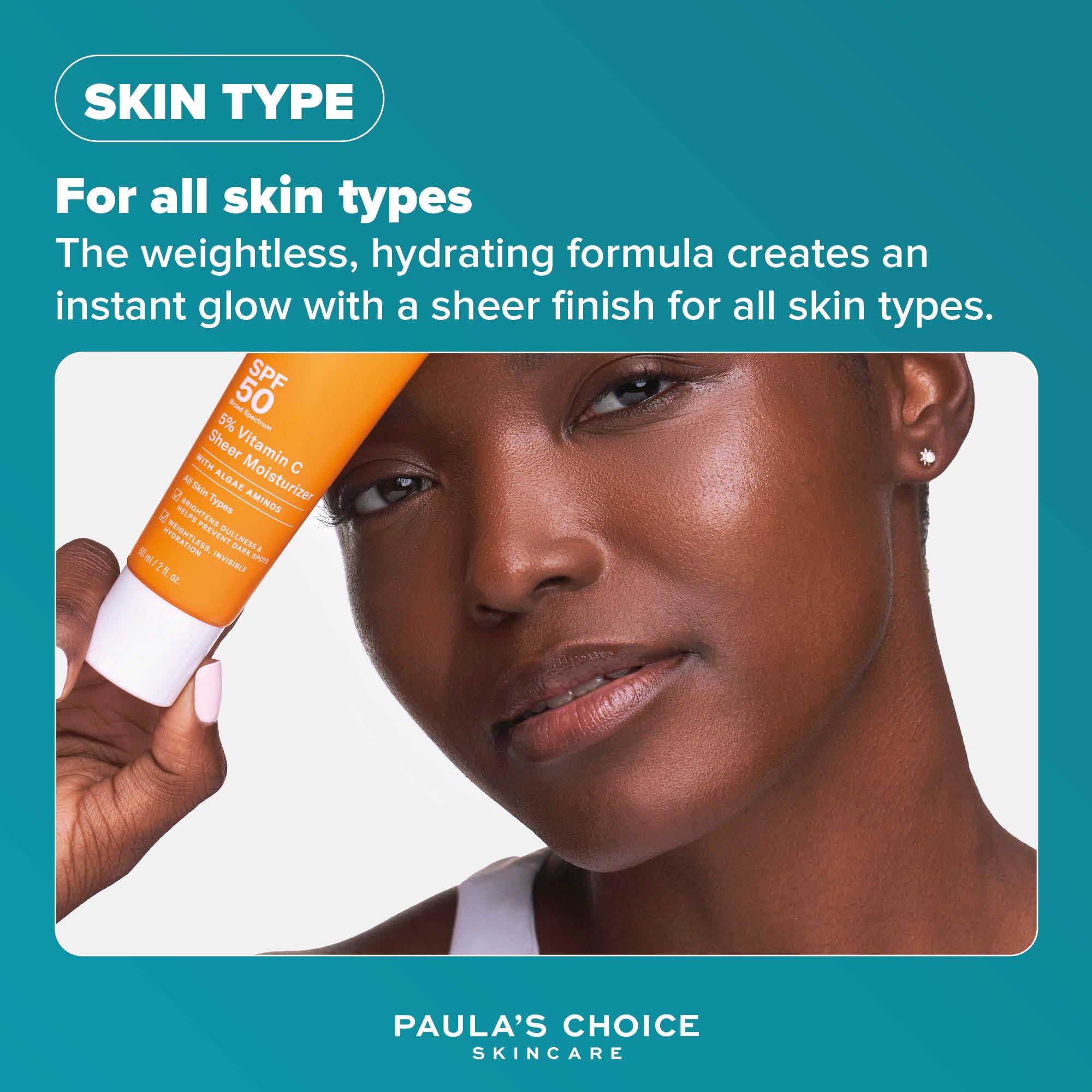Paula's Choice 5% Vitamin C Tagescreme LSF 50, Gesicht Sonnencreme, 60 ml | Leichte Tagespflege Spenden Feuchtigkeit - für Strahlende, Geschützte Haut - Treatment, Feuchtigkeitspflege & Sonnenschutz
