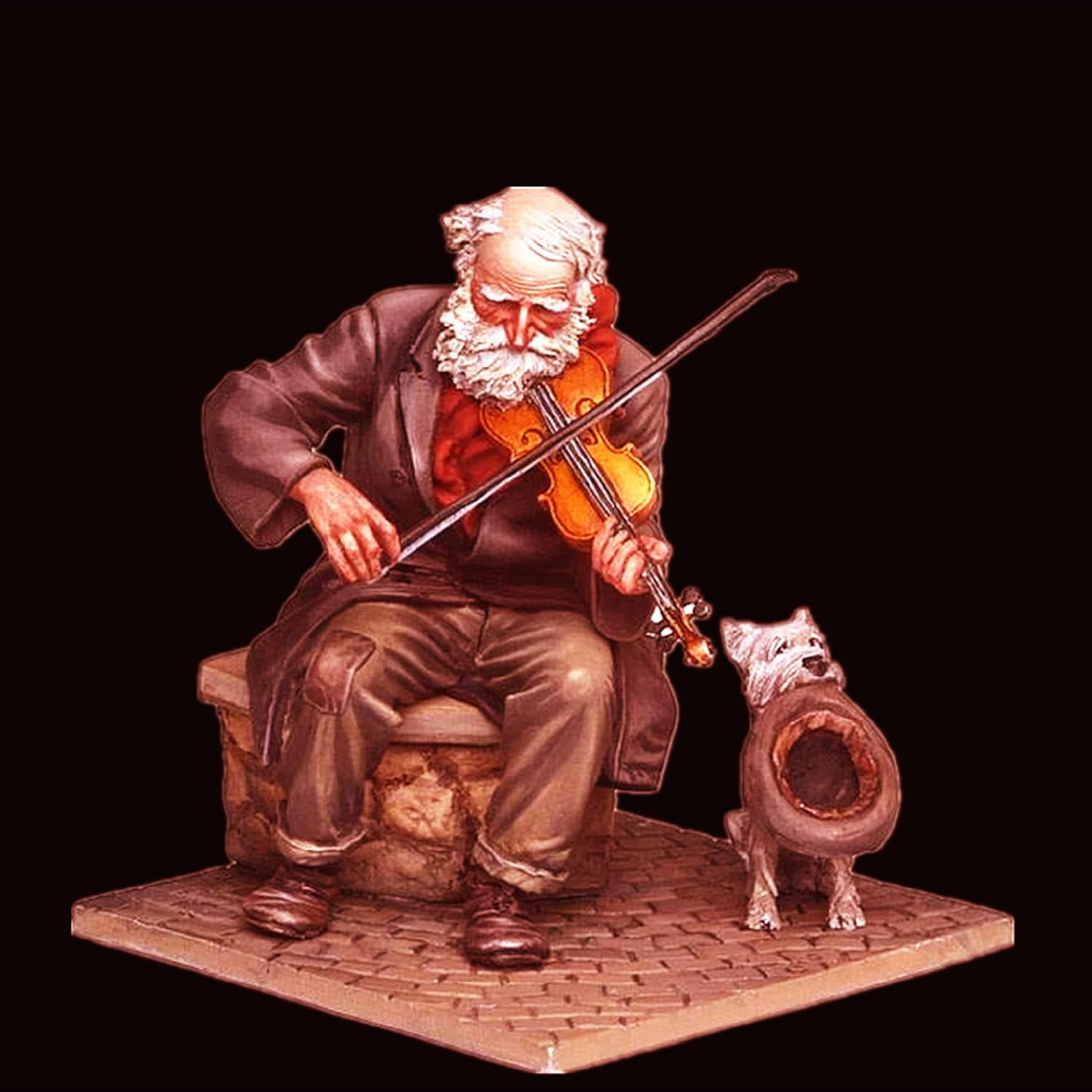 1/32 Figura in Resina Soldato Modello Antico Vecchio Suonare il Violino