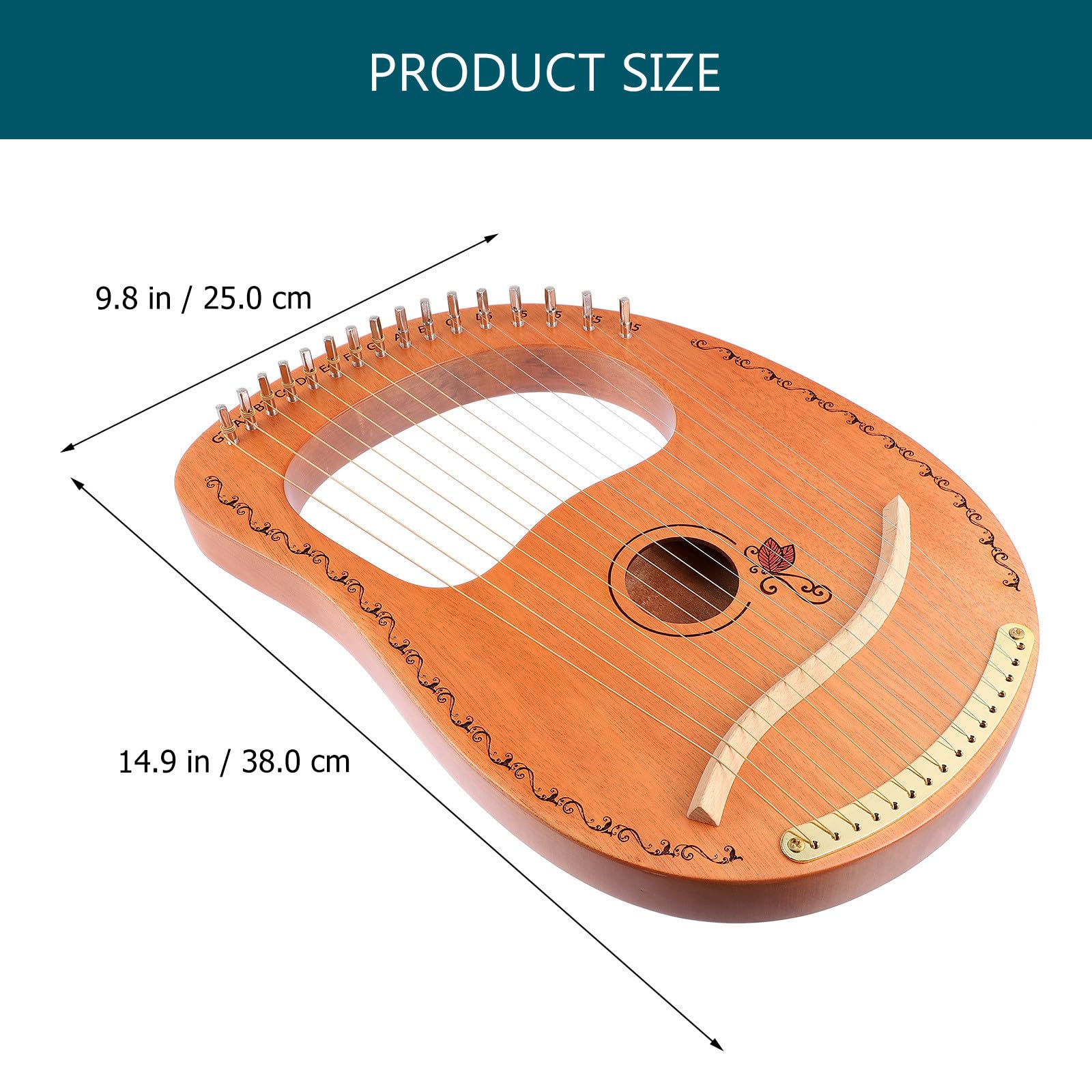 GANAZONO Strumento Musicale 16 Corde per Principianti e Superficie Liscia Arpa Lira in Legno Portatile Design Delicato e Performance
