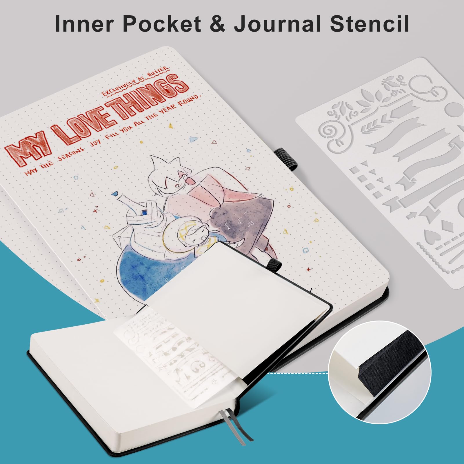 EMSHOI A5 Notebook Bullet Dotted Journal, 320 Pages, 100gsm Thick Paper, Hardcover Leather - Image 4