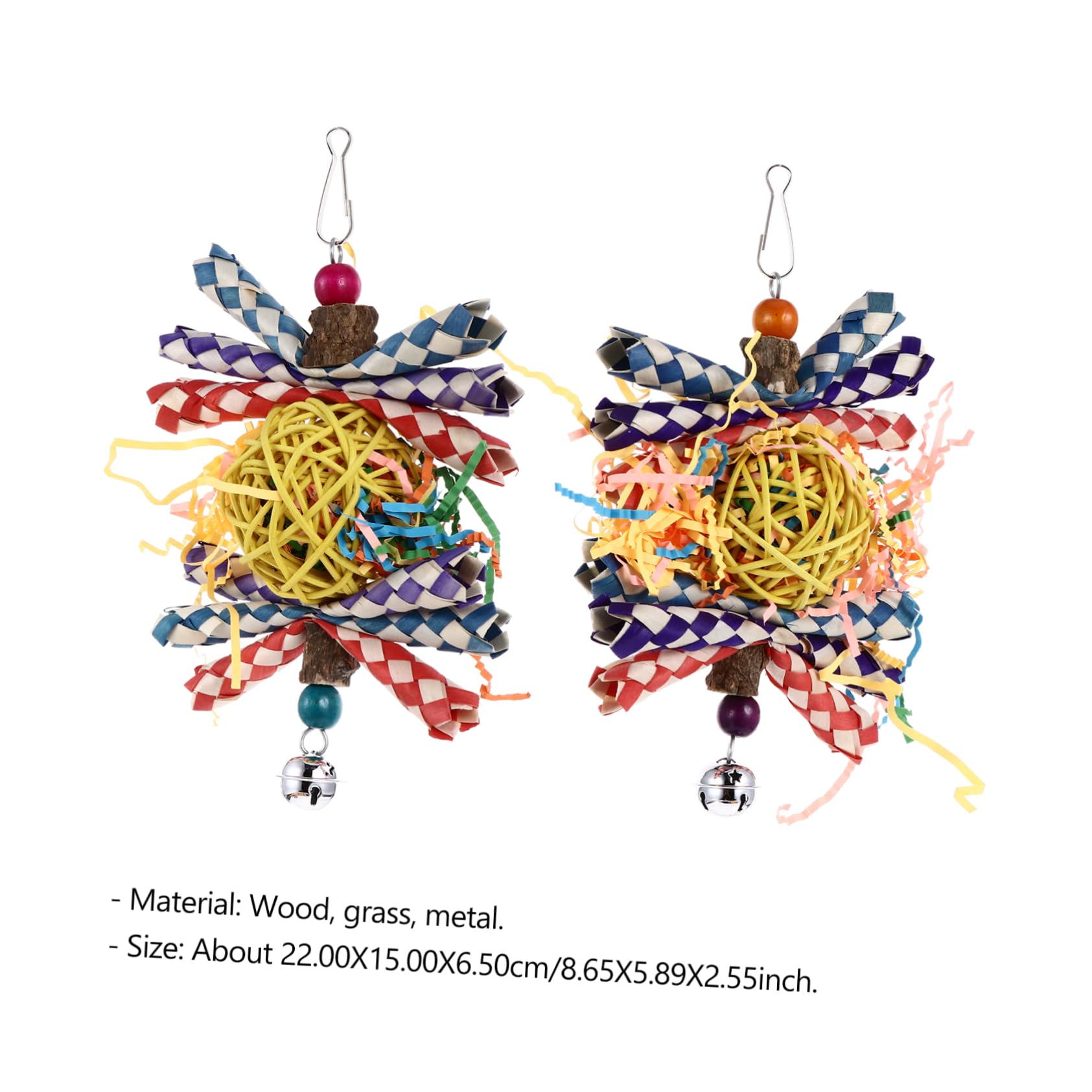 FRCOLOR 2pièces Jouet à Mordre pour Perroquet Accessoire Et Herbe pour Oiseaux Stimule Activité Physique Et Réduit Ennui Jouet Créatif Et Amusant pour Oiseaux De Compagnie