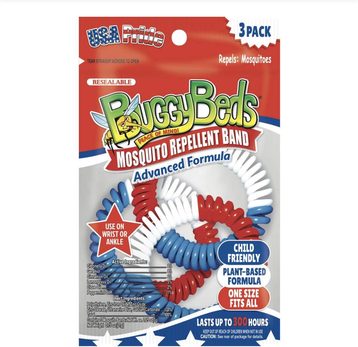 USA Mosquito Repellent Bracelet, 3-Pack