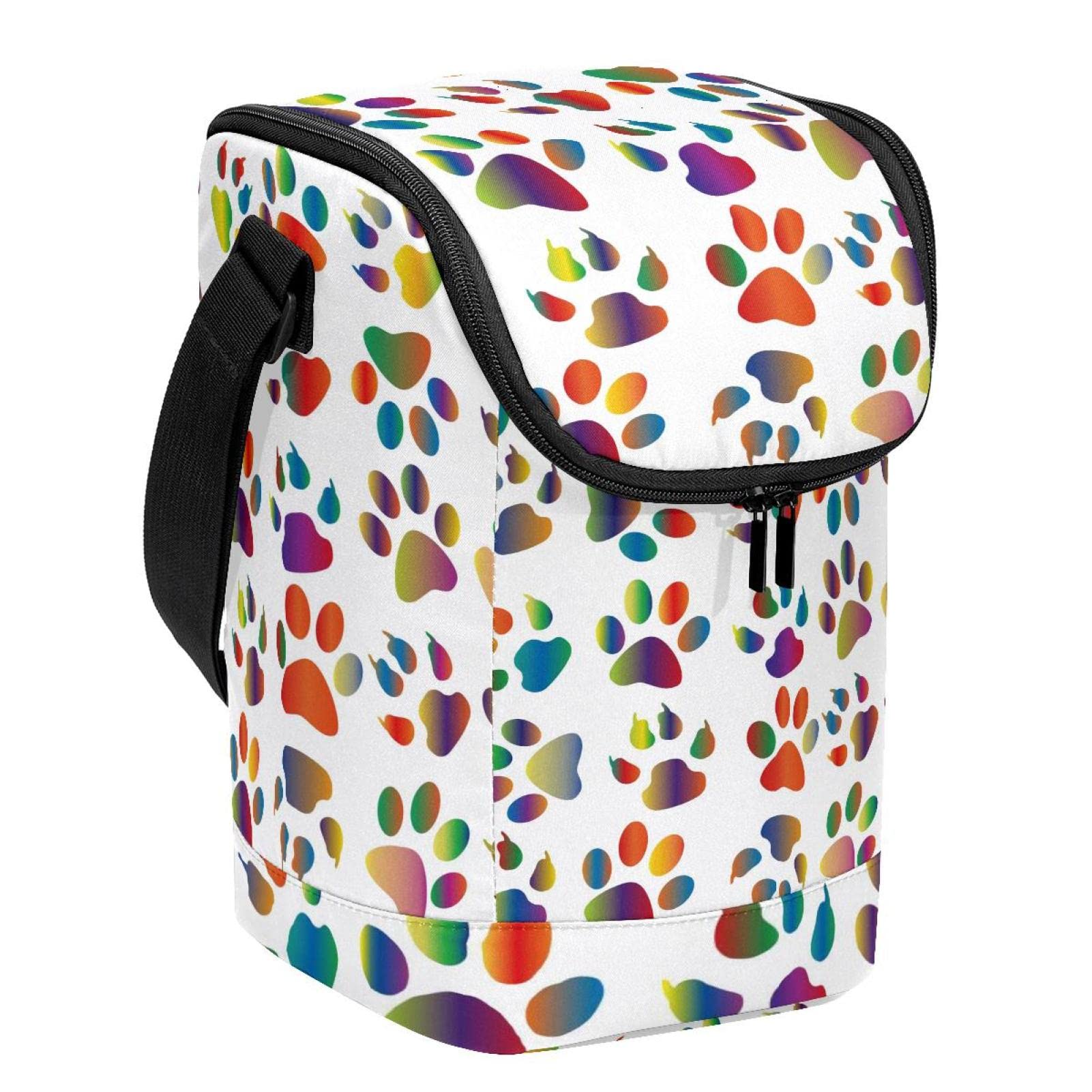 Bolsa de almuerzo con huellas de animales prismáticos unisex para oficina y picnic
