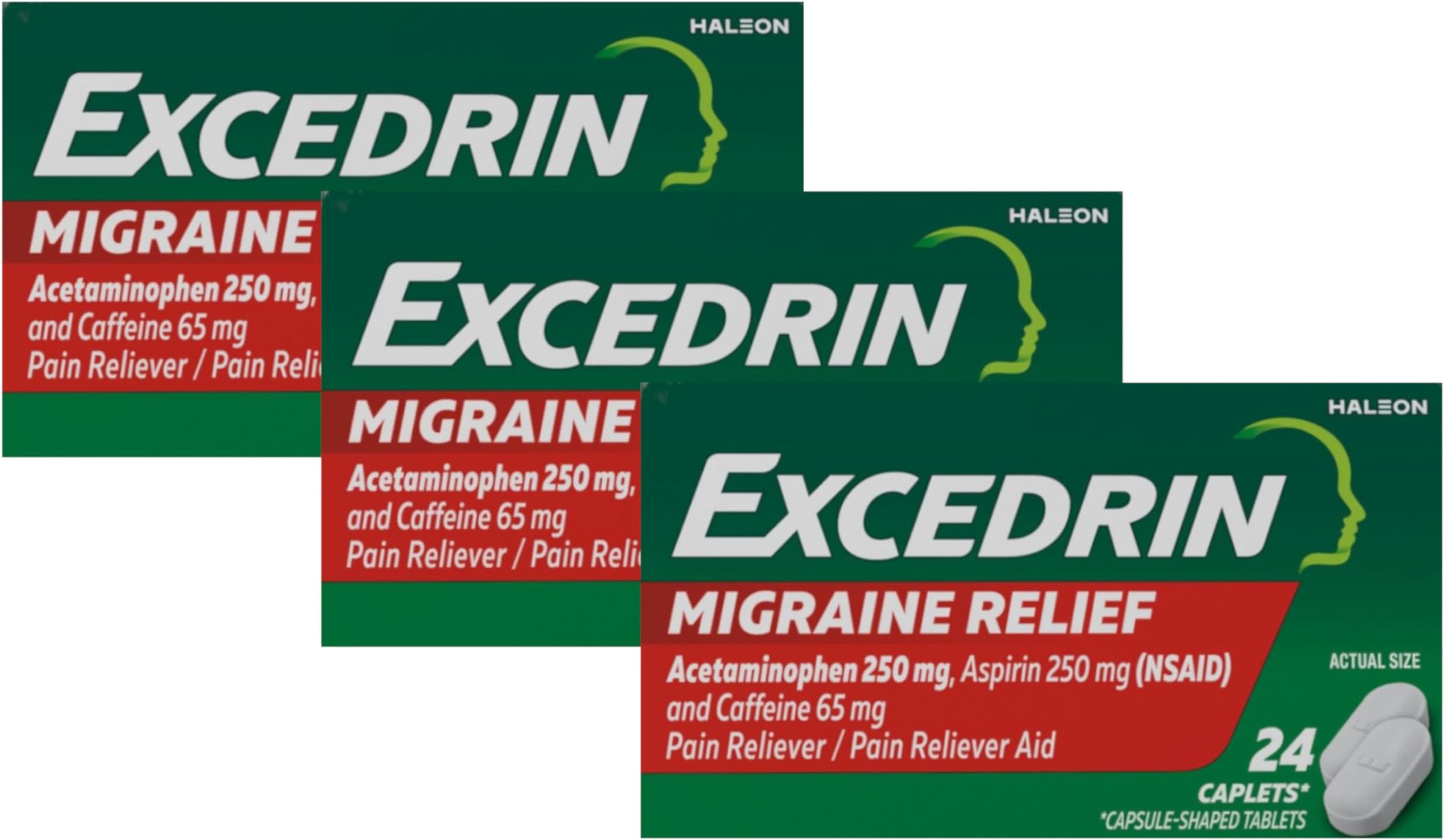 ExcedrinMigraine Pain Reliever Caplets 24 ct (Pack of 3) - Packaging May Vary