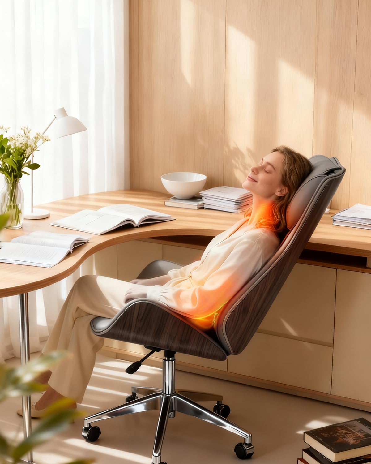 Luxury Office Chair with Aluminum Sturdy Base 6-Point Massage Ergonomic Office Chair 135 Back Support Comfy Desk Big — view 9