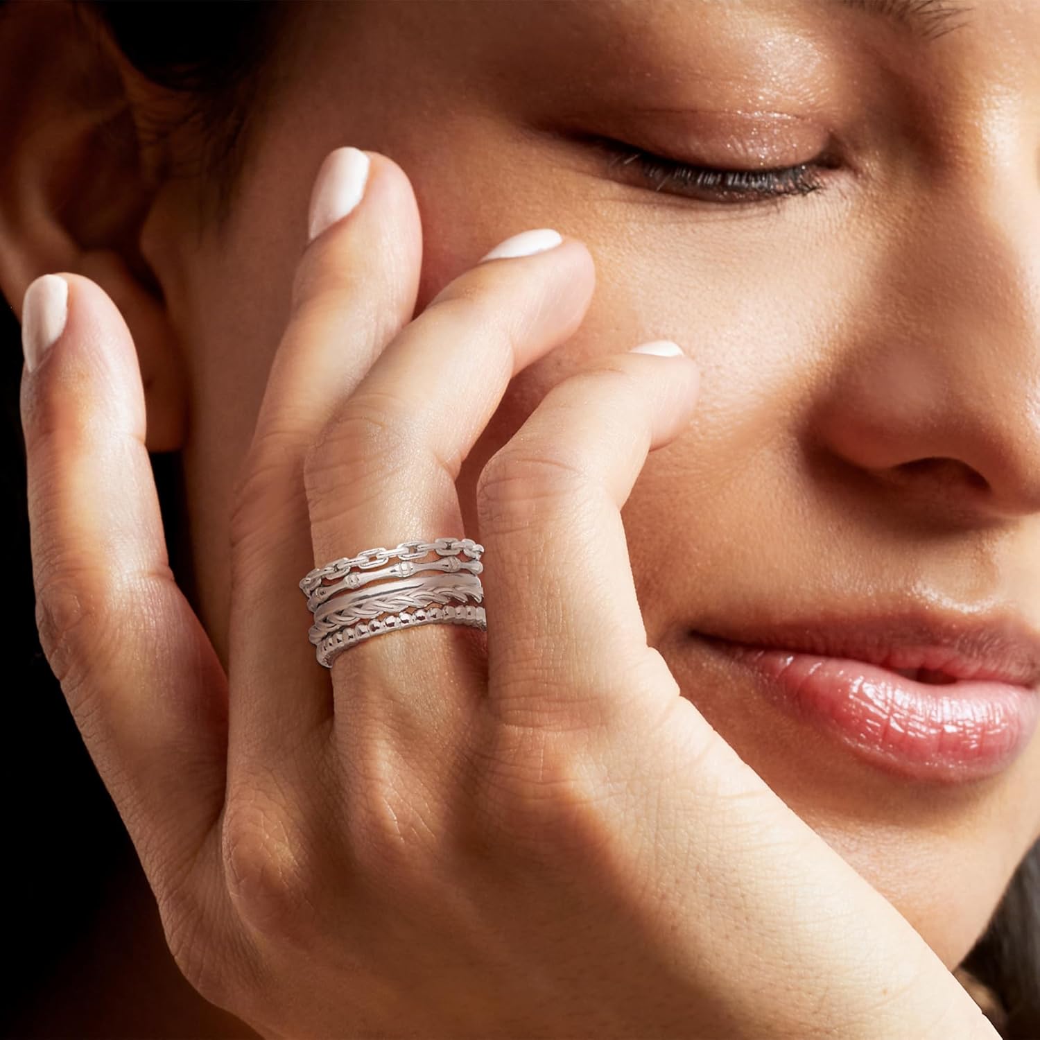 Ross-Simons Sterling Silver Jewelry Set: 5 Stackable Rings - Image 2