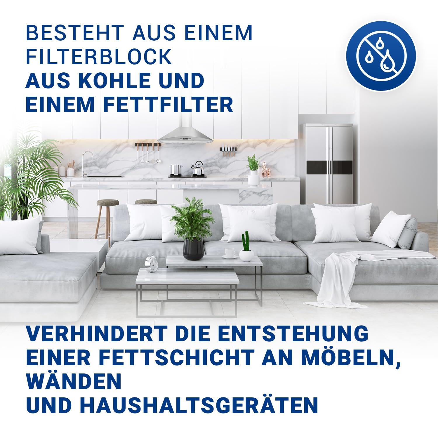 VIOKS 4x Dunstabzugshaube Filter Ersatz für Amica KF 17141 KF 17147 | Aktivkohlefilter Active Kohlefilter, für Umluft Dunstabzug Abzugshaube