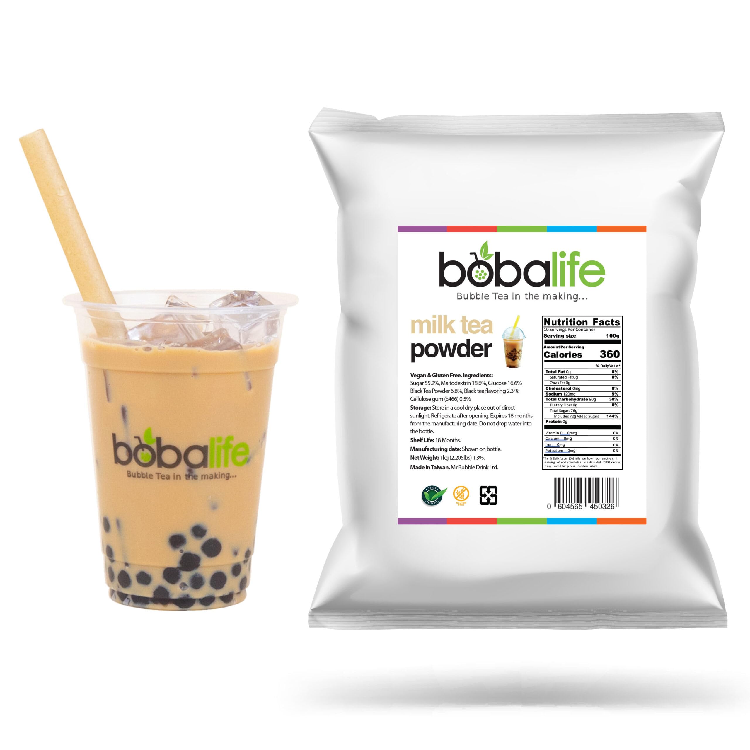 Bobalife 3 in 1 Milk Bubble Tea Powder (1kg) | 20-30 Servings (Variable Serving Size) | Premium & Authentic Ingredients | Vegan & Gluten Free