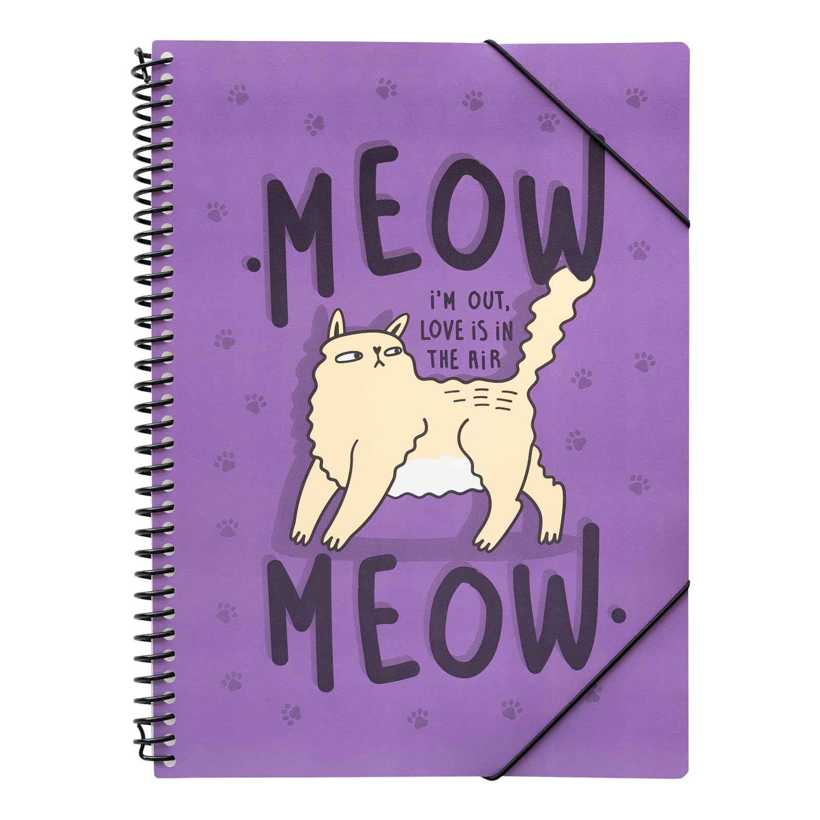 Grupo Erik A4 Display Folder - Meow Meow Cat Stationery | 30 Pockets - Propylene Sleeves | A4 Display Book, Document Envelope with Velcro Closure | Gifts for Cat Lovers