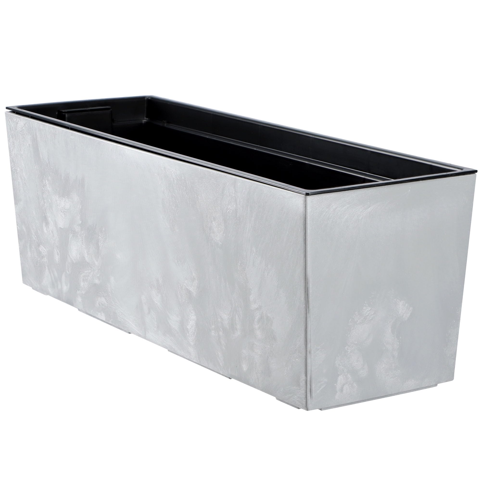 KADAX Blumenkasten 18,5x56 cm, Betonmuster, Grau, mit Einsatz – wetterfester rechteckiger Pflanzkasten für Balkon und Outdoor