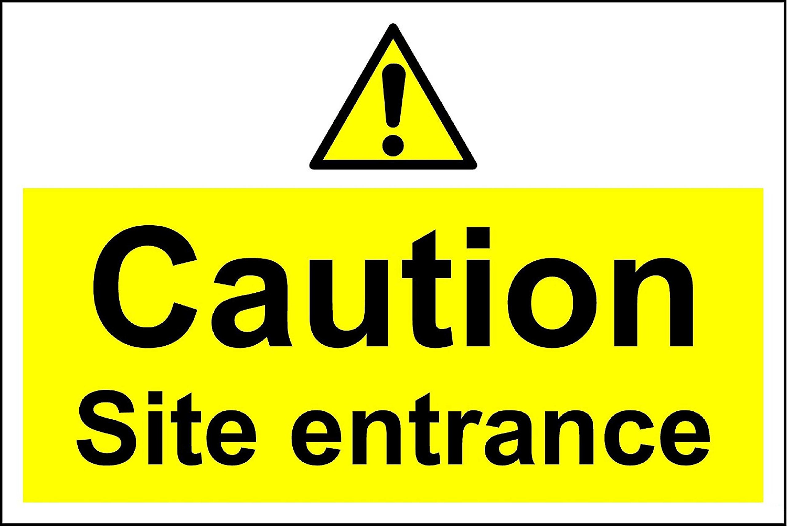 Caution site entrance safety sign - 3mm Aluminium sign 600mm x 400mm