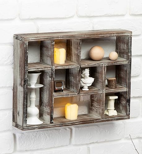 Miniatura 7 de J JACKCUBE DESIGN MK570A - Estante rústico multiranura, con 9 compartimentos, caja de sombra para montaje en pared, para colección, estuche cuadrado