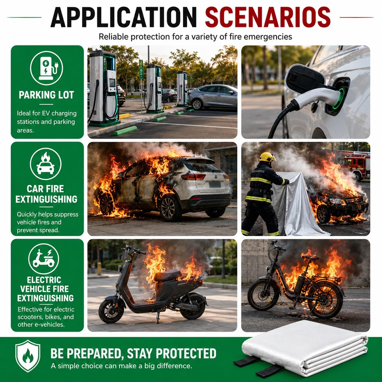 Manta Ignífuga De Emergencia For Vehículos, Gran Cobertura For SUV | Recubrimiento de silicona ignífugo, 0,5 mm de espesor, con bolsa de transporte, for taller y berlinas(6*8m/20*26ft)