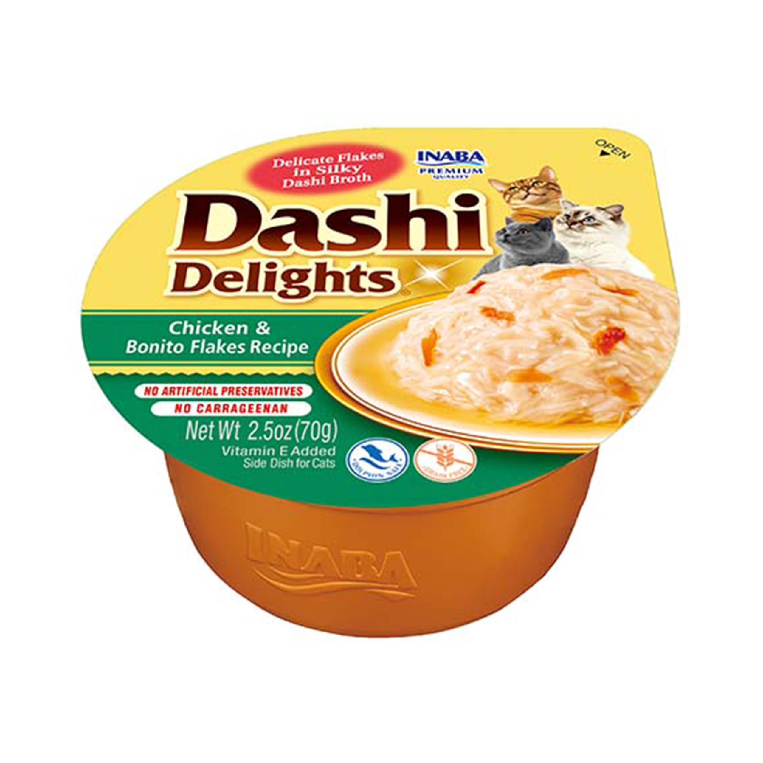 INABA Dashi Delights Katzenfutter Nass 100% Natürliches Hähnchenfleisch | Getreidefrei, Zuckerfrei, ohne künstliche Aromen, 86% Feuchtigkeit | Premium Katzen Leckerlies in Brühe 70 g (1er Pack)