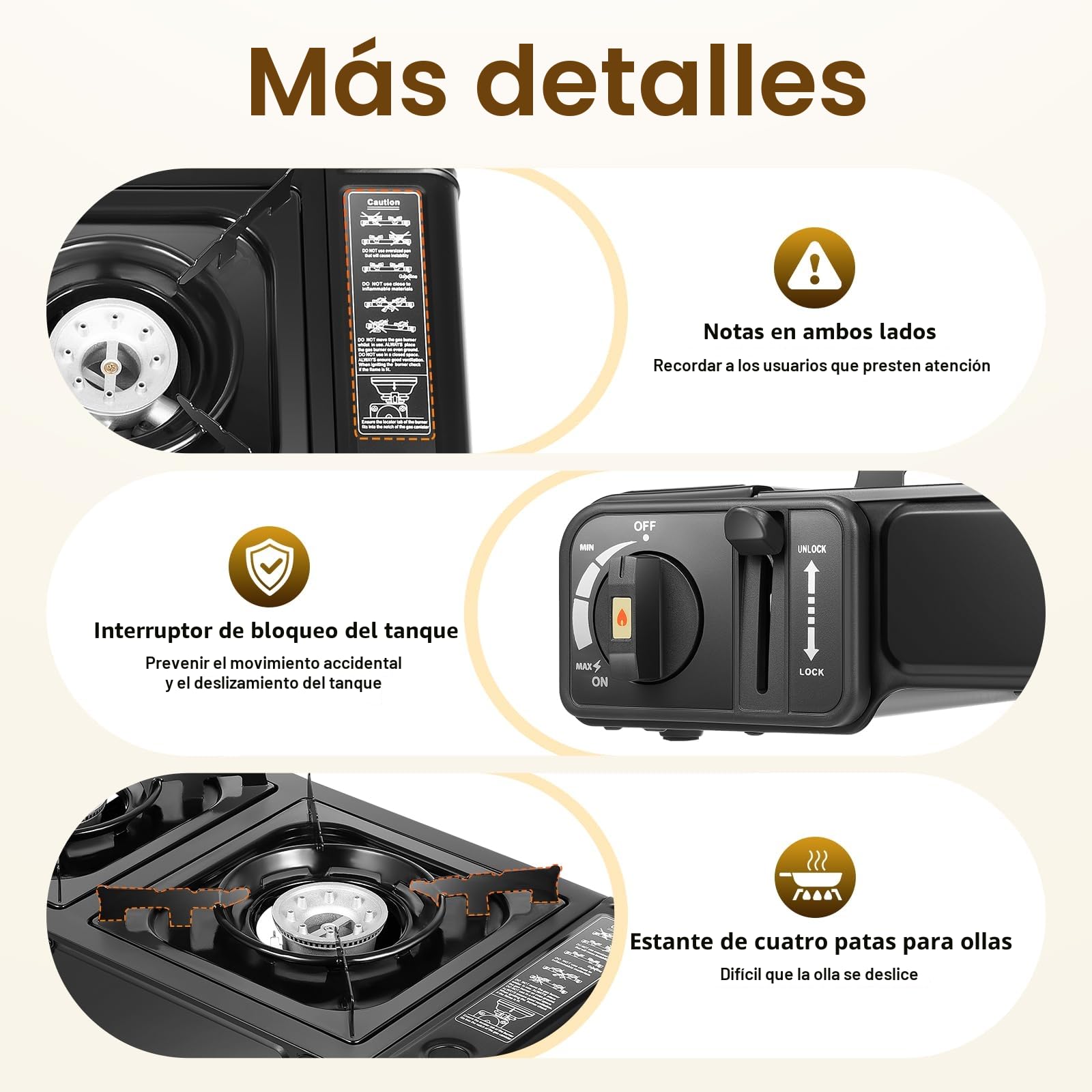 Hornillo de Gas Portátil de 2 Quemadores para Botella, Camping, Barbacoa y Exteriores - Estufa de Aluminio con Placa para Mesa